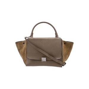 Celine Trapeze Moss Green Calfskin Suede Leather Shoulder Bag Tote Medium